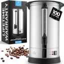 Zulay Commercial Grade 100 Cup Coffee Maker Hot Water Urn - Large Percolator Pot Dispenser With Double-Wall Stainless Steel, Quick Brew, Stays Hot for Tea & Beverage at Events & Catering - Silver