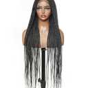 36" 360 Knotless Box Braided Wig with Swiss HD Full Lace  Pre-Cut, Black, 80 Strands, Lightweight Synthetic with Human Hair Baby Hair