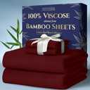 DECOLURE 100% Viscose Derived from Bamboo Sheets King Size 4pcs - Ultra Soft & Luxuriously Cooling, 17" Deep Pocket, Double Stitching, Perfect for Hot Sleepers - King Bed Sheets (Burgundy)