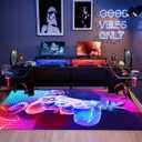 Gaming Rug: Gamer Rug for Boys Room, 60x40 Colorful Vedio Games Rugs With Controller for Game Room and Bedroom, Non-slip, Easy Clean Area Rug, Bedside Decorations for Teens, Gift for Children (3'4" x 4'11" (Rectangular))