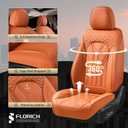 FLORICH Seat Covers, Leather Car Seat Covers Front Seats, Automotive Seat Covers Waterproof Car Seat Cushion Orange Seat Cover Protector Universal Fit for Most Cars Trucks SUVs