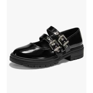 Women's Platform Mary Janes Chunky Heel Two Strap Loafers Round Toe Lug Sole Comfortable Casual Shoes 7
