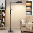 Traditional Height Adjustable Pharmacy Floor Lamp with 350 Swing Arm, Color Temperature Adjustable Standing Lamp Metal Shade for Living Room Reading House Bedroom Home Office(Black)