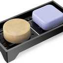 NiHome Self Draining Acrylic Soap Dish for Shower, Durable Bathroom & Kitchen Soap Saver Soap Holder, Soap Tray Slotted Design to Keep Bar Soap Dry and Free from Residue, Easy to Clean (Black)