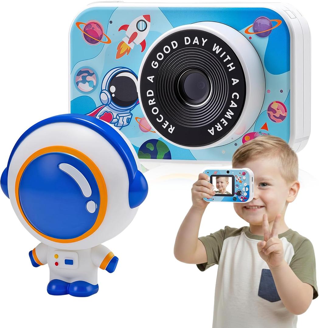 Kids Digital Camera for Boys and Girls Ages 3-12 - 1080P Selfie Dual Lens Toy Camera with 16GB SD Card, Rechargeable Birthday Gift for Toddlers & Children (Blue)