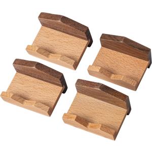 2 x Rustic Wooden Hat Hooks  Beech & Walnut Adhesive Wall Hooks for Hats, Damage-Free Installation, Multi-Purpose Holder for Keys, Scarves, Sunglasses  Space-Saving & Easy to Install (Set of 4)