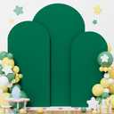 OMKSIH Set of 3 Wedding Arch Cover Green 6FT 6.6FT 7.2FT Spandex Fitted Arched Cover for Birthday Party Chiara Arch Stand Cover for Metal Arch Stand Balloon Arch Covers for Wedding Reception Decor