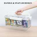 Yesesion 2 Pack Card Storage Box for Top Loader, Clear Display Case with Lid and Handle for Collectible Trading Baseball Football Game Card, Portable Art Crafts Organizer