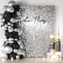 COKAOBE Silver Shimmer Wall Backdrop, 24PCS Square Sequin Shimmer Backdrop Panel, Photo Backdrops for Birthday, Anniversary, Wedding, Graduation & Bachelorette Party Decoration