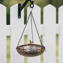 Hanging Bird Bath for Outside, 10" Metal Bird Bath Bowl with Chains & Hook Outdoor Hanging Birdbath for Tree, Gazebo, Patio, Balcony, Gift for Bird Lovers