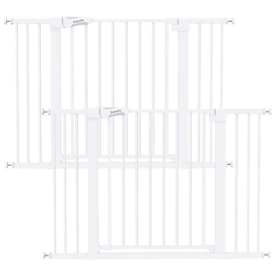 Babelio Baby Gate, 29-48 Inch Auto Close Pet Gate PressGuard P7, Easy Install Pressure-Mounted Safety Gate, Extra Wide Pet Gate for Stairs and Doorways, 2 Pack White
