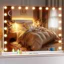 42''X30'' Hollywood Vanity Mirror with Lights, Lighted Makeup Mirror with 21 Dimmable LED Bulbs, 3 Color Lighting Modes & Stepless Dimming, USB & Type-C Charging Port, Wall Mounted Or Tabletop (White-roound)