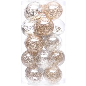 Sea Team Shatterproof Clear Plastic Christmas Ball Ornaments Decorative Xmas Balls Baubles Set with Stuffed Delicate Decorations (80mm/3.15 inch 20-Pack, Champagne)