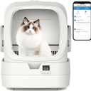 Automatic Cat Litter Box Self Cleaning - APP Control and Weight Monitoring - Ultra-Quiet, Medium Cats and Kittens Litter Box, Safe Anti-Pinch【Assembly Required】