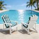 Enipate Weather Resistant Adirondack Chair Cushions Set of 2 High Back Indoor Outdoor Patio Tufted Lounge Cushion Seat Pads, 44 x 19.6 x 4 inches, Green White Stripe 2-pack