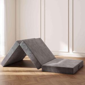 Full Foldable Mattress,Folding Mattress with Washable Covers, Reversible Design, Foldable Topper for Travel&Guests Bed, 76" x 25" x 3"