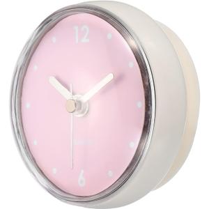 PATIKIL Waterproof Bathroom Clock, Battery Operated Silent Mini Wall Clocks with White Suction Cup for Shower Kitchen Home Decoration, Pink