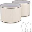 Lamp shades Set of 2,Drum Lampshades 13"x13" x 10" High, Medium Lampshades for Table Lamps Floor Lamps, Natural Linen Hand Crafted, Easy Assembly Required,Beige Lampshade((Spider Fitter)