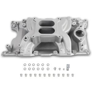 DM-3812 55026 7576 Intake Manifold Aluminum Dual Plane Compatible with Chrysler Mopar air Gap Small Block LA Magnum Dodge Jeep 11967-2003 318 340 360 1,500-6,500 RPM Silver