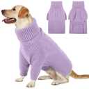 Queenmore Dog Sweater for Small Puppies & Large Dogs - Warm Winter Fall Sweater, Solid Turtleneck Knit with Long Sleeves, Lilac Color, XL