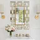 Gold Wall Mirrors Decorative, 24x16 Inch Bathroom Mirror Grecian Venetian Design Rectangle Entryway Mirrors for Bathroom, Living Room, Entrance, Bedroom