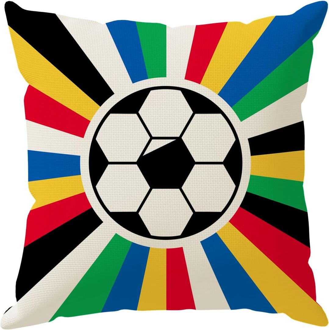 2 x Soccer World Cup Pillow Covers Throw Pillow Case Decorations for Home Sofa Cushion Cover Game Day Soccer Party Holiday Decor 18x18 Inch