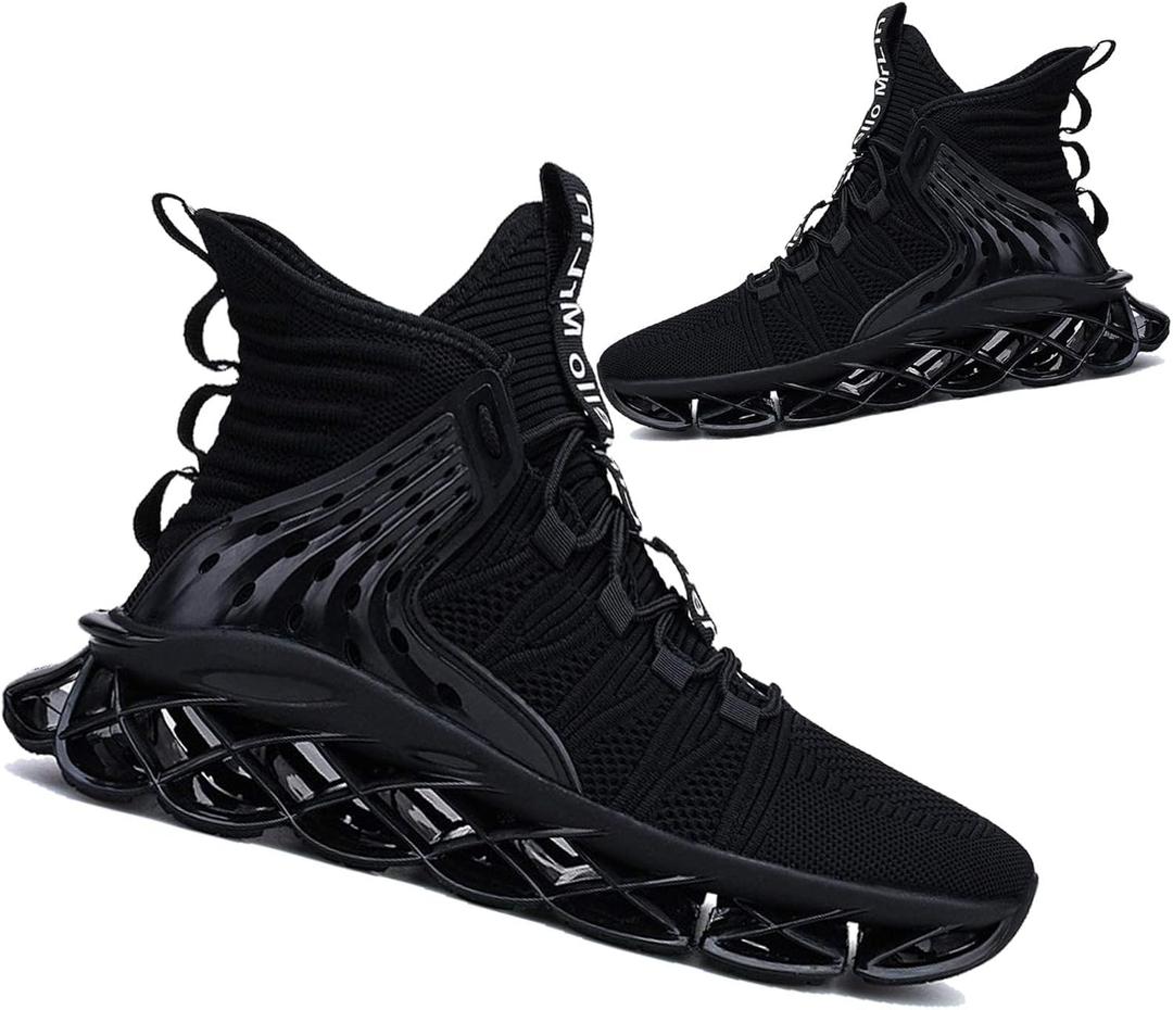 Hello MrLin Men's Running Shoes Non Slip Athletic Tennis Walking Blade Type Sneakers Hip Hop (10, Black3)