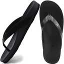 ONCAI Womens Flip Flops For Women Comfortable Strap Yoga Mat Non-Slip Women's Thong Sandal Casual Summer Beach Slippers With Arch Support Black Size 9.5