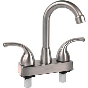RV Bathroom Faucet, 4 inch RV Bathroom Sink Faucet Replacement for Campers, Motorhome, Travel Trailer, Boat with Classical Lever Handles and 6-inch High Spout (Brushed Satin Nickel)