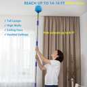 Cobweb Duster with Extension Pole, 8 FT Stainless Steel Pole with Spider Web Brush Head Ceiling Fan Duster for Outdoor Indoor Cleaning, Reach UP to 14-16 FT