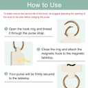 Letter A-Z Strong Magnetic Purse Holder Stylish Floral Design Handbag Hanger for Women Suitable for Table Tops Metal Wall Door Hinge Frame Shopping Cart Valentine's Day Gift Bag Charms