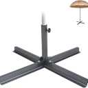 Calcy Ssay Cross Base Umbrella Stand, Metal Heavy Duty Portable Umbrella Stand, Beach Umbrella Stand for Outdoor Shade, Patio, Garden (A-35.4in)