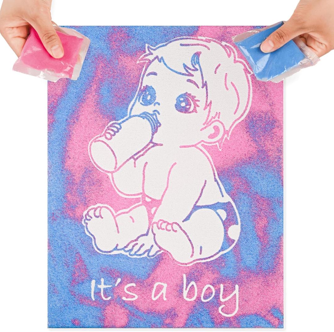 GDLYXJ Gender Reveal Art Painting Set; Creative Baby Reveal Game Props; Memorable Party Favors (boy)