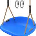 SELEWARE Plastic Swing Seat, Non Slip Tree Swing Replacement with Adjustable Rope and 2 Carabiners, Heavy Duty Playground Swing Set Accessories for Adult Kid Indoor Outdoor Backyard, Blue