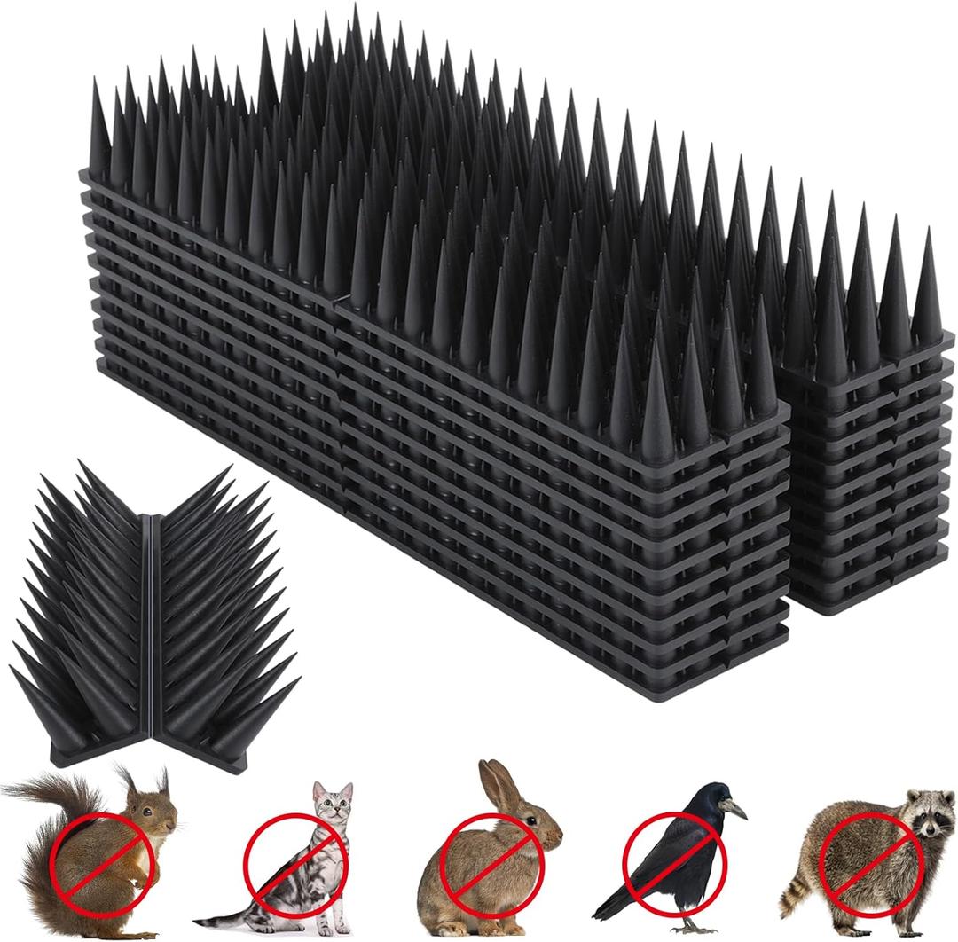 Bird Spikes, 20 Packs Bird Deterrent, Raccoon for Outdoor Repelling Reptiles, Squirrel Spikes for Fences and Roofs to Keep Birds Away18.7Feet (Black)