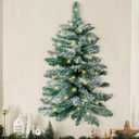 Blosssound 2 Feet Wall Christmas Tree with 2 Meter Warm White Lights Christmas Tree for Wall Tall Snow Flocked Artificial Christmas Wall Tree for Christmas Party Office Home Wall Decorations