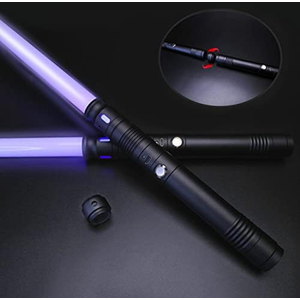 2 Pack Rechargeable Lightsabers with Connector, Metal Hilt Light Sabers, Durable PC Blade, USB Charging, Combine into Double Staff, 12 Colors LED, Sound Effects, Dueling Toys for Kids Adults, Gifts