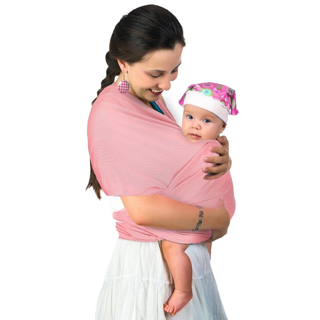 Water Sling Baby Wrap Carrier for Summer Pool - Adjustable Shoulder Mesh Breathable Chest Sling Infant Carrier for Newborn to Toddlers Summer Pool Beach (Pink)