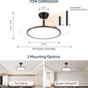 48 Inch Retractable Ceiling Fan with Lights, Fandelier Ceiling Fan for Bedroom Living Room Dinning Room, Chandelier with Fan 6 Speed, 3 Color Temperature, Reversible DC Motor-Black