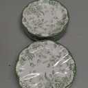 Kochorie 100 Pieces Sage Green Flower Paper Plates 7 Inches Disposable Floral Paper Plate Scalloped Sage Green Chinoiserie Vintage Flower Dessert Plates for Wedding Birthday Holiday Party Supplies