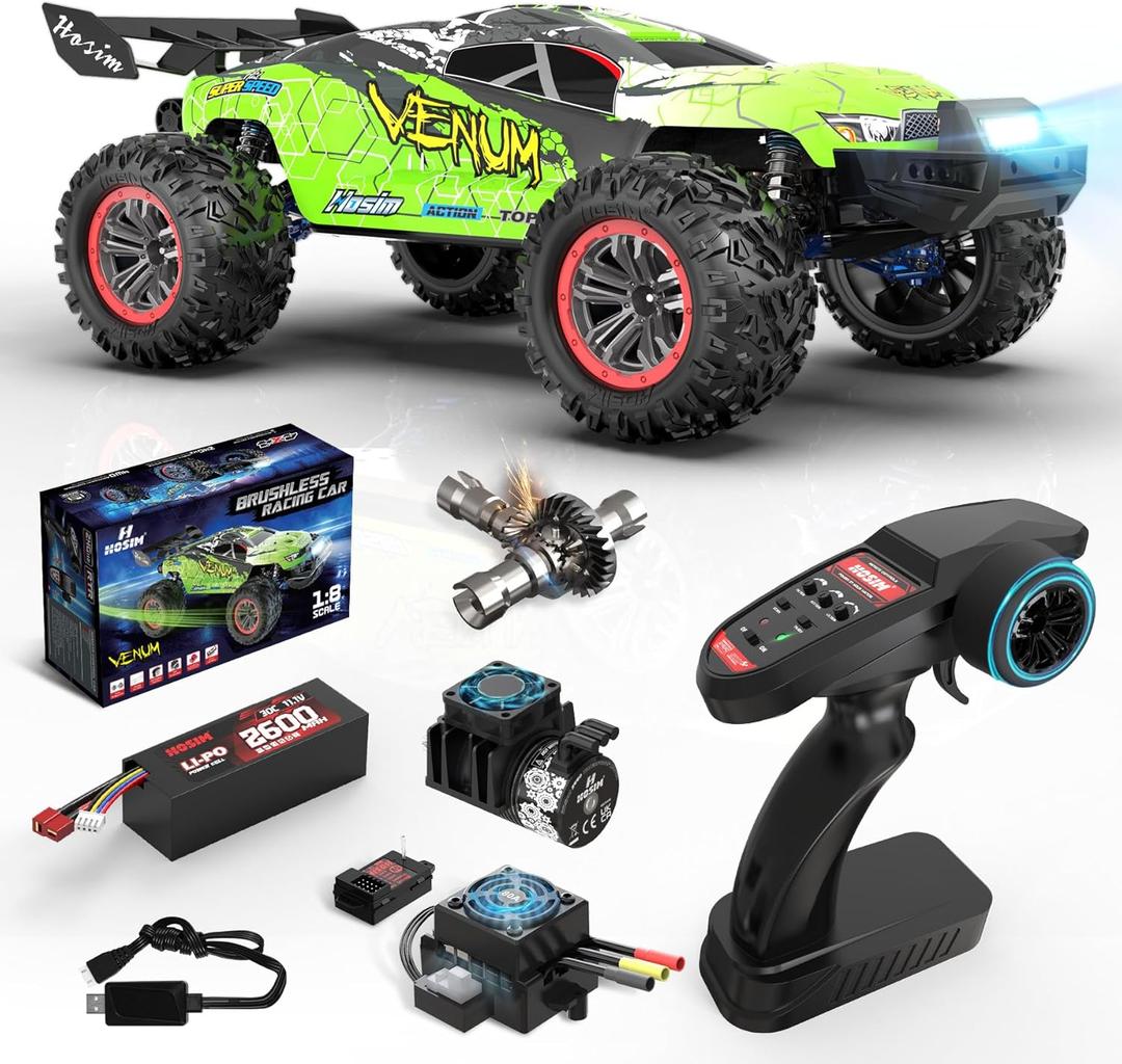 Hosim VENUM Mini 1:8 RC Cars for Adults Fast 80+KMH, Remote Control Truck 4X4 All Terrains Waterproof 2.4GHZ Off Road Hobby Grade Large High Speed RC Monster Truck with 3S Battery