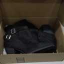 Luoika Women's Wide Width Ankle Boots - Black Brown Short Boots Block Low Heel Side Zipper Booties. (7 X-Wide)