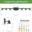 MOKATNG 8-Light Bathroom Light Fixtures, Vanity Light with Milky White Shades, Matte Black Bathroom Light Fixtures Over Mirror, Modern Bathroom Wall Lamp for Mirror Living Room Cabinet Bedroom