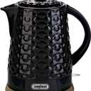 Ceramic Electric Kettle, 1.5L/1200W Boil Water Quickly and Easily with Boil-Dry Protection Auto Shut Off, Detachable Swivel Base, Black Relief Carving