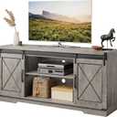 Garvee Farmhouse TV Stand for Televisions Up to 65" TVs, Entertainment Center with Sliding Barn Doors and Storage Cabinets, Modern TV Console Table, Media Furniture for Living Room, 59 Inch (Grey)