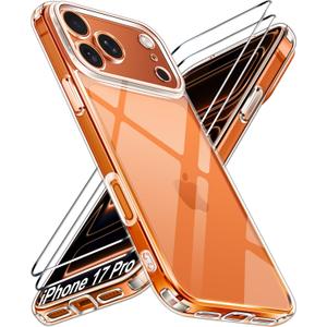 Ivoler 3-in-1 Clear Case Designed for iPhone 17 Pro 6.3'' 2025 with 2 Pack Tempered Glass Screen Protector, Military Shockproof Hard Back Slim for iPhone 17 Pro Cover - Clear