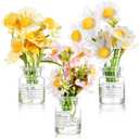 PartyKindom 3pcs Mini Flower Vases for Car Dashboard Decorative, Artificial Flowers in Glass Vase Cute Car Accessories for Women