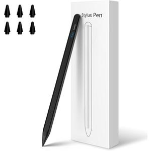 Stylus Pen for iPad, Quick Charge Active Pencil - Compatible with iPad Pro, iPad Air, iPad mini (7 Nibs) (Black)