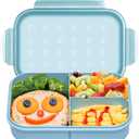 Itopor Leak-Proof Lunch Box Blue 1300ml, Wheat Fiber BPA-Free 3-Compartment Bento Box for Kids & Adults, Includes Utensil, for School, Office & Picnic, Microwave & Dishwasher Safe