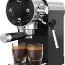 Espresso Machine,20 Bar Semi-Automatic Espresso Maker with Milk Frother,Touch Screen Black Stainless Steel Coffee Machine with 40oz Removable Water Tank,Cappuccino,Latte,Americano for Home